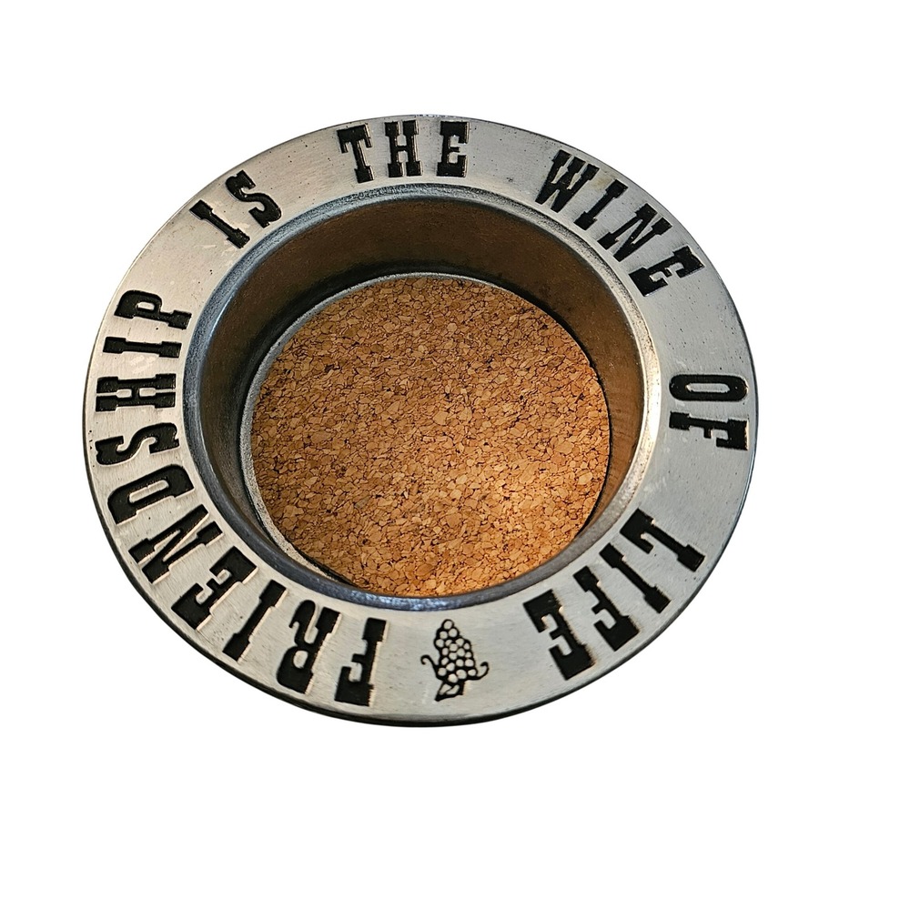Pewter Wine Bottle Coaster Friendship Is The Wine Of Life